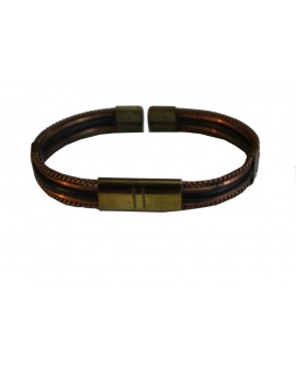 Bracelet artisanal en cuir - bronze et cuivre