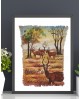 Peinture sur toile de jute La marche des gazelles